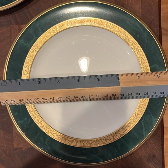 3 Noritake Fitzgerald NWT salad plates. Bone china. 8 1/2”. green, gold, cream - Picture 4 of 4